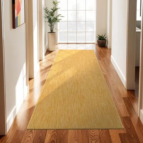 TT Home Teppich Für Outdoor Küchenteppich Balkon Terrasse Unifarbenes Design Modern, Farbe: Gelb, Größe:60x100 cm