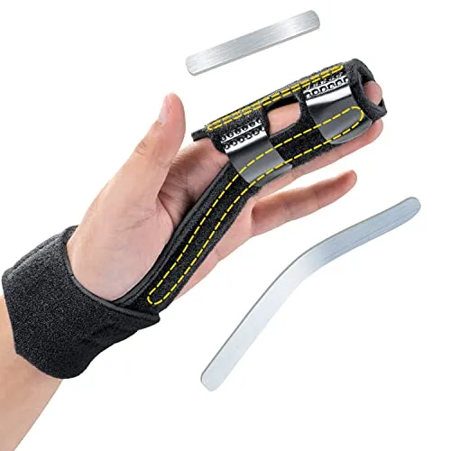 Fingerschiene Fingerstütze, Finger-und Mittelhandschienen Verstellbare, Fingerorthese Aluminiumplattenstütze für Boxerfraktur, Verstauchung, Arthritis, Sehnenscheidenentzündung,Abzugsfinger(2-Fingers)