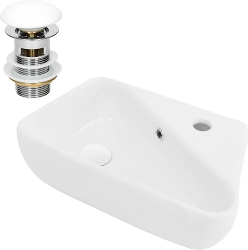 ML-Design Keramik Waschbecken Weiß 45x27 cm - Badezimmer Tischwaschbecken, hochwertiges Keramik mit elegantem eckigen Design und pflegeleichter Oberfläche für eine einfache Reinigung.