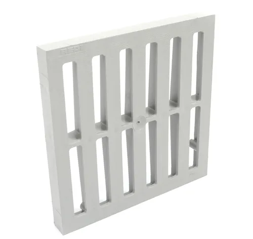 Begehbarer Einlaufrost 200x200mm in Grau RAL7035 - Abzüge, Gitter & Belüftungen - laugen- und säurebeständig, passt verschiebesicher in die Falz vom Schachtkörper für zuverlässige Nutzung.