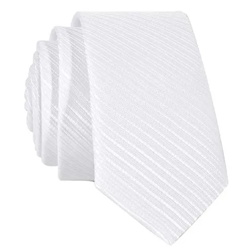 DonDon schmale weiße Krawatte 5 cm gestreift