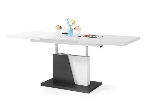 Mazzoni Grand Noir Ausziehbarer Couchtisch 120/180cm - Beistelltisch fürs Wohnzimmer, höhenverstellbar von 60 cm bis 76 cm, ideal für kleine Räume und vielseitig einsetzbar als Couchtisch, Esstisch oder Arbeitstisch.