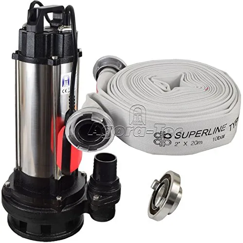 Agora-Tec® 1500W Bau-, Abwasser- & Schmutzwasserpumpe mit 20m C-Schlauch - Wasserpumpen, leistungsstarke 1500W Tauchpumpe, ideal für Baustellen und Überflutungen, inklusive 20m C-Schlauch und STORZ Kupplung für flexibles Abpumpen.