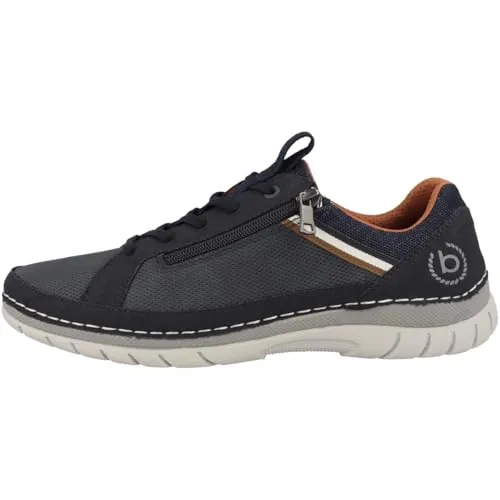 bugatti Slip-On Sneaker - Sportlicher Freizeitschuh mit Kontrast-Rahmennaht in Blau - Herren-Slipper, sportlicher Freizeitschuh aus Lederimitat mit Gummizug und Reißverschluss für einfachen Einstieg, ideal für lässige Outfits.