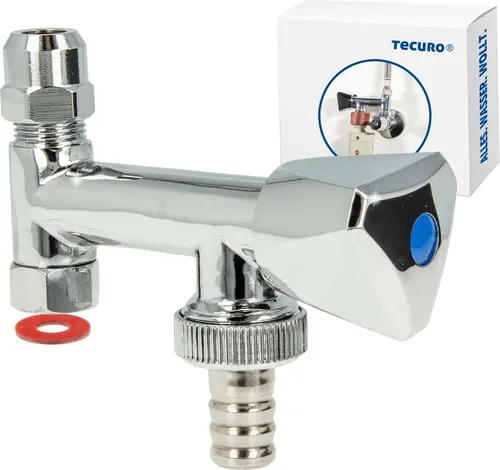 tecuro Geräteventil Eckfix - Messing verchromt - Bad- & Duscharmaturen: Ideal für den nachträglichen Anschluss von Wasch- oder Spülmaschinen an Eckventile, mit Rückflussverhinderer und einfacher Montage.
