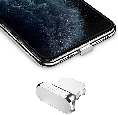 Cadorabo Schutzkappe kompatibel mit Apple iPhone in Silber - Staub Schutz Stecker Stöpsel für Ladeanschluss Staubdicht