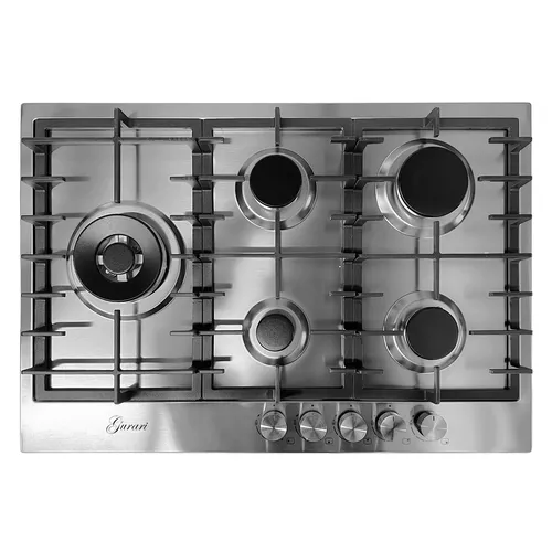 Gurari GCH FG 755 Gaskochfeld 75 cm mit 4,0 kW Wok Edelstahl 5 Flammig Er-Fl.Gas