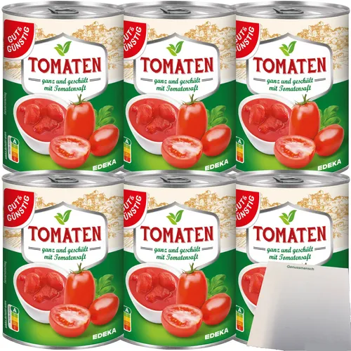 Gut&Günstig Tomaten ganz geschält mit Tomatensaft 6er Pack 6x400g Dose usy Block
