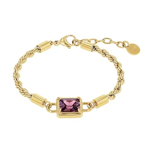 JOOP! Damen Armband mit Anhänger, Edelstahl und Zirkonia, 17+3 cm, gold - Elegantes Armband aus Edelstahl mit Zirkonia für Damen, 17+3 cm lang, ideal als stilvolles Geschenk in Schmuck Geschenk Box.