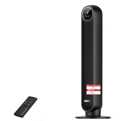 Dreo Turmventilator für Schlafzimmer, 7,6 m/s Geschwindigkeit, 20dB leiser Standventilator, 90° oszillierende Ventilator mit 4 Geschwindigkeiten, 4 Modi, 8 Std.Timer, Nomad One, Schwarz
