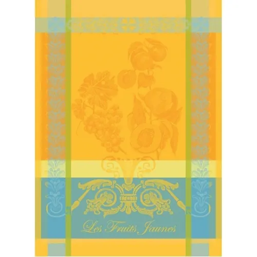 Garnier-Thiebaut Geschirrtuch Les Fruits Jaunes Soleil 56x78 cm - Hochwertiges Geschirrtuch aus 100% Baumwolle, jacquard-gewebt, ideal für die Küche. Mit fröhlichem gelben Design bringt es Farbe in Ihren Alltag.
