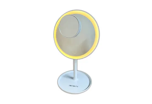 HAC24 Kosmetikspiegel Akku Schminkspiegel Spiegel Beleuchtet (1-St), ⌀ 17,4 cm mit Licht 70 LEDs 3 Lichtfarben 5-fach Vergrößerung
