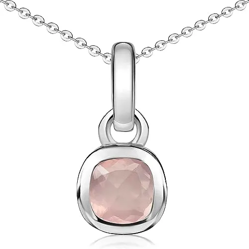 Materia Rosenquarz Kette Silber 925 Edelstein Anhänger KA-248-Rosa_K141