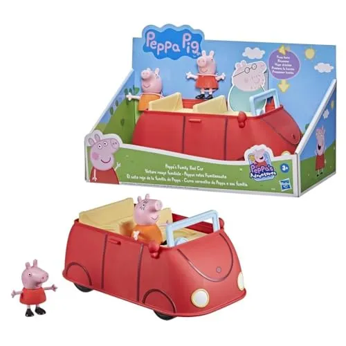 Hasbro - Peppa Pig - Peppas rotes Familienauto - Spielfiguren: Mit beweglichen Rädern und Musik aus der Serie, ideal für kreative Abenteuer mit Peppa und Mama Wutz!