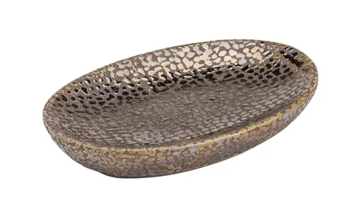 WENKO Seifenablage Mod. Marrakesh Elegante Keramikkonstruktion mit Glanzstruktur im orientalischen Stil passend für Bad und Gäste-WC 13,6 x 2 x 9,9 cm Braun