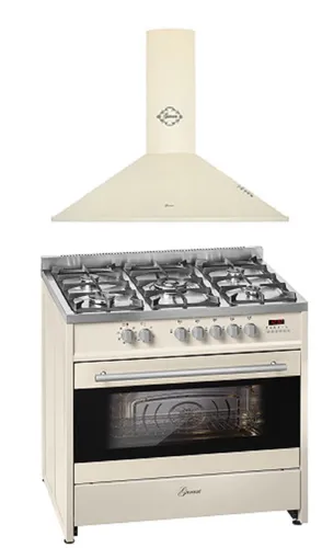 Gurari GCH E 911Cr Gas-Elektro Standherd 90 cm mit Dunstabzugshaube