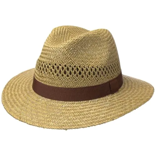 Lipodo Sun Traveller Strohhut Made in Italy Damen und Herren Frühling Sommer Natur M (56-57 cm)