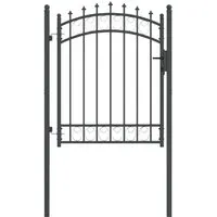 vidaXL Zauntor mit Spitzen Grau 150 x 100 cm - Gartenzäune, modernes Design aus pulverbeschichtetem Stahl, witterungsbeständig mit Sicherheitsverschluss für optimalen Schutz und Stil in Ihrem Außenbereich.