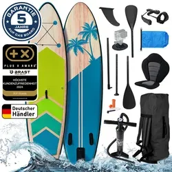 BRAST® SUP Board TROPIC | Aufblasbares Stand up Paddle für Abenteuer - Boards: Aufblasbares SUP-Board mit 140 kg Tragkraft, inklusive Zubehör wie Fußschlaufe und Rucksack für unvergessliche Wasserabenteuer.