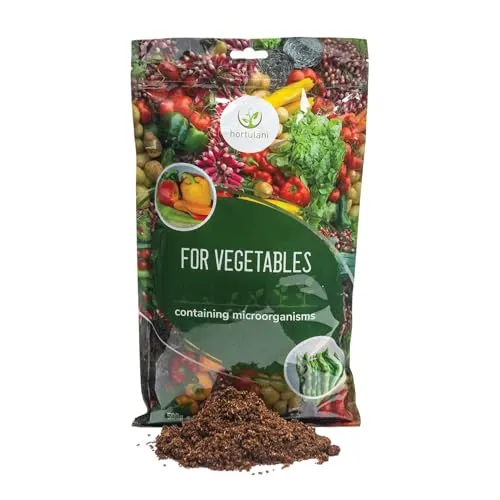 Hortulani Dünger für Gemüse & Bodenaktivator mit Mikroorganismen - Natürlicher Pflanzenmittel für gesundes Wachstum & kräftige Erträge - Bio-Gartendünger 500g für 50m2