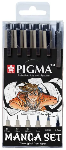 SAKURA Manga-Set PIGMA 6er Etui in schwarz von SAKURA