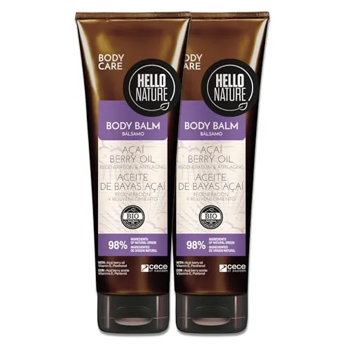P-Beauty Naturkosmetik Körperbalsam mit Acai Öl - Veganer Body Balm für Damen & Herren - Feuchtigkeitspflege für trockene & sensible Haut regenerierend, pflegend (2x250ml)