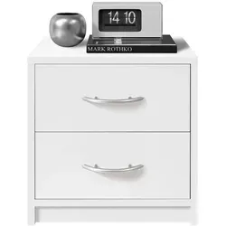 P & B Nachtschrank Weiß mit 2 Schubladen - Stylischer Nachttisch für das Schlafzimmer, 2 praktische Schubladen und ein zeitloses Design in Weiß, ideal für eine ruhige und moderne Atmosphäre.