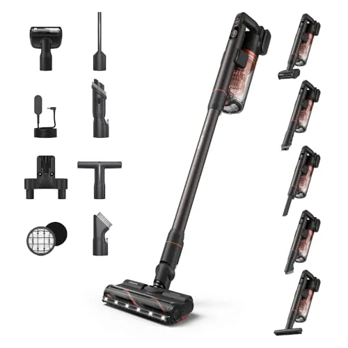 Philips SpeedPro Max Kabelloser Stielstaubsauger 7000 Serie, Für Tierhaare, 360° Kraftvolle Saugkraft, Max. 80 Min., Verwicklungsfrei, Für Teppiche und Hartböden, 4 LED-Aufsätze (XC7065/01)