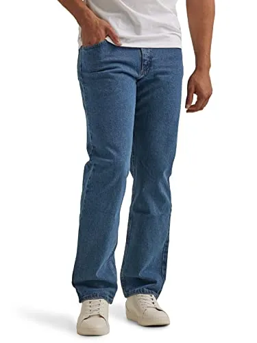 Wrangler Authentics Herren-Jeans, Klassische 5-Taschen-Jeans, Dark Stonewash Flex, 28W / 32L