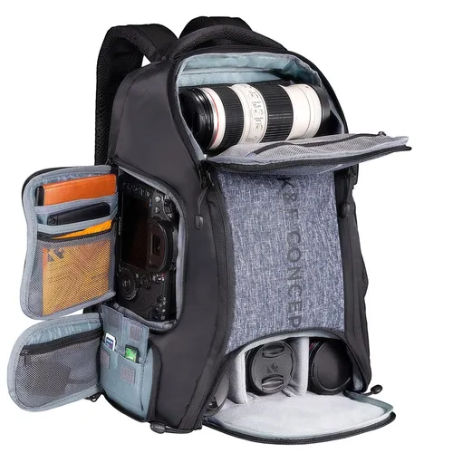 K&F CONCEPT Kamerarucksack Wasserabweisend Fotorucksack | für Canon Nikon Sony Spiegelreflexkameras, Drohne, Objektiv, Laptop, Stativ und Zubehör B10