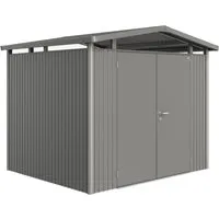 Biohort Metall-Gerätehaus Panorama Quarzgrau 5,6 m² - Gerätehäuser mit robuster Konstruktion, ideal für die platzsparende Aufbewahrung von Gartenutensilien und Fahrrädern - wetterfest und korrosionsgeschützt.