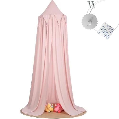 MRWiZMS Betthimmel | Baldachin Kinderzimmer | Himmel Babybett Kinder Schlafzimmer Dekoration für Höhle, Spielzimmer | Geschenk für Babydusche, Neues Baby, Älteres Kind (Rosa)
