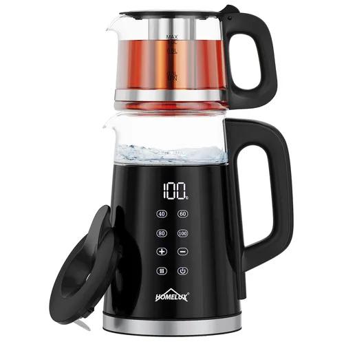 2200W Teekocher Glas 1,7L mit Temperatureinstellung in weiß von Homelux