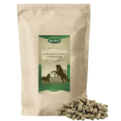 Lyra Horse® Leinkuchen Leckerli 5 kg - Pferdefutter mit 40% Sonnenblumenfasern und 15% Leinkuchen für gesunde Haut und glänzendes Fell. Ideale Belohnung beim Training oder für zwischendurch.