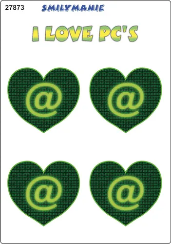 Aufkleber Herz I love PC's 4er-Set 150 x 105 mm  Sticker Autocollant
