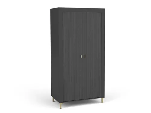 Beautysofa Drehtürenschrank Monta, Schwarz, 97x194x56 cm - Moderner Drehtürenschrank in Schwarz aus robustem Holzwerkstoff, ideal für stilvolle Schlafzimmer. Mit großzügigem Innenraum für Kleidung und Accessoires – elegantes Design für jeden Einrichtungsstil.