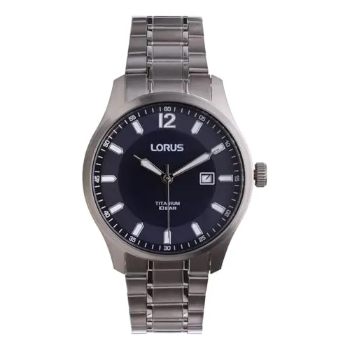 LORUS Herren Analog Quarz Uhr mit Titan Armband RH997QX9 - Armbanduhren für Herren – Robustes Titan-Gehäuse mit edlem Glanz und komfortablem Titanband, 100 Meter wasserdicht für den aktiven Lebensstil.