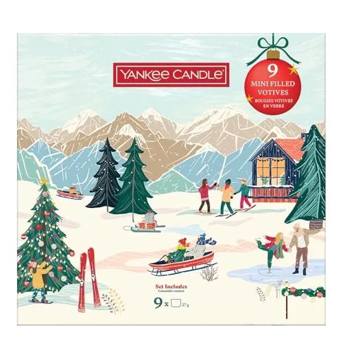 Glasvotivkerzen à 37g Geschenkset Christmas Classics 9 - Kerzen Geschenkset mit 9 verschiedenen Duftkerzen, ideal für eine besinnliche Weihnachtszeit und perfekt als Geschenk für Freunde und Familie.