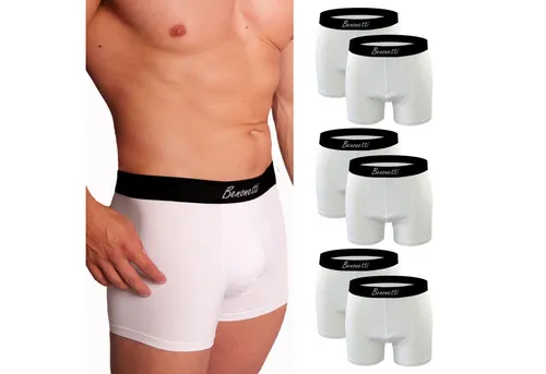 Benonetti Boxershorts weich, langlebig & atmungsaktiv, kein Aufrollen (6 Paar, 6-St., Packung, 6er-Pack) Mit Komfortbund und Logo, ohne kratzenden Zettel