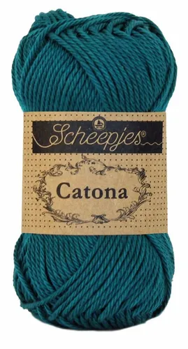 Scheepjes Catona 401 Dark Teal - 10 x 250 m Häkelwolle - Hochwertiges 100% Baumwollgarn in Dark Teal, ideal für Amigurumi und Home-Deko. Atmungsaktiv, nachhaltig und zertifiziert für Babys. Perfekt für kreative Projekte!