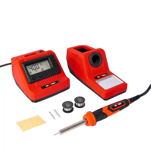 Grafner digitale Lötstation mit LCD Display - Lötgeräte: Einstellbare Temperatur von 200-450 °C und 60 Watt Heizleistung für schnelle Einsatzbereitschaft. Ergonomischer Softgriff sorgt für komfortables Arbeiten.