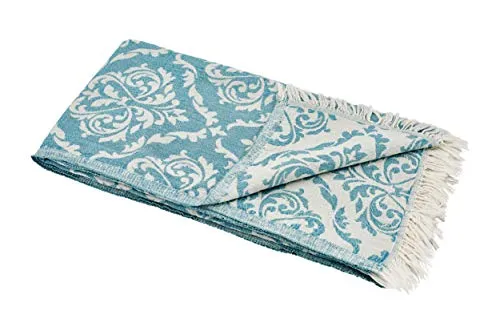 Carenesse Jacquard Hamamtuch Barock 90 x 175 cm Petrol - Frottiertuch aus 100% schadstoffgeprüfter Baumwolle mit edlem Barockmuster, leicht und saugfähig, ideal als Strandtuch oder für Wellness.