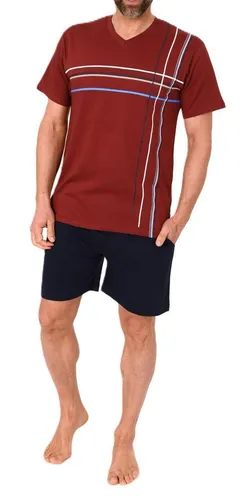 Normann Pyjama Herren Shorty Schlafanzug kurzarm mit Frontprint - auch in Übergrößen