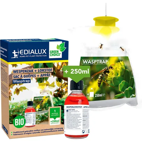Edialux Wespenbeutel mit Wespenköder 250ml - Pflegemittel & Schädlingsbekämpfung: Effektiver, ungiftiger Wespenfallenbeutel mit 250 ml Lockstoff für bis zu 3 Wochen Schutz – ideal für Garten, Terrasse und Camping.