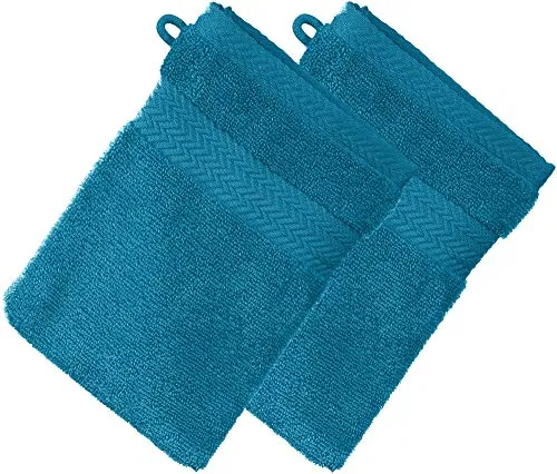 Erwin Müller Waschhandschuh Friedrichshafen 2er- Pack, 100% Baumwolle ozeanblau Größe 15x21 cm - Premium-Qualität, unvergleichlich saugfähig, hautsympathisch, formstabil (weitere Farben)