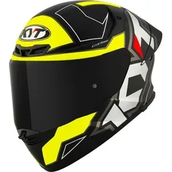 KYT TT-Revo Electron Integralhelm - Matt Schwarz/Grau/Gelb - XL - Motorradhelm mit ADT-Advanced Thermoplast-Schale für hohe Crash-Festigkeit und optimalen Komfort. Aerodynamisch getestet, kratzfestes Visier und atmungsaktive Innenausstattung für ein frisches Tragegefühl.
