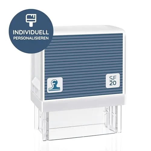 stempel-fabrik Personalisierter Adresstempel SF20 37x13 mm (4 Zeilen) Firmenstempel/Stempel personalisiert/Arztstempel mit Stempelkissen (Dunkelblau)