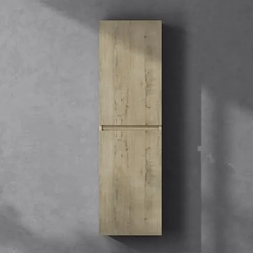 doporro Seitenschrank Badschrank Schmal Hochschrank Eiche Greige - Hoch- & Midischränke fürs Bad mit feuchtigkeitsbeständigen Platten und Soft-Close Scharnieren. Ideal für Badutensilien - auch als Regal im Wohnzimmer oder Flur einsetzbar.