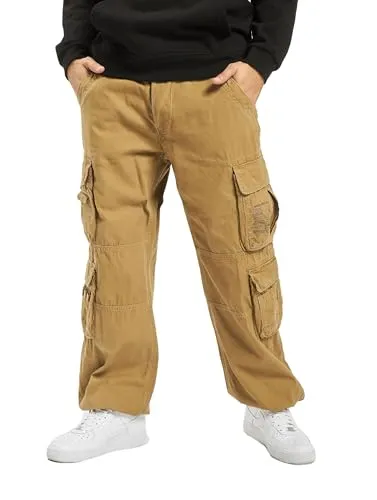 Brandit Pure Vintage Pants - Beige, Größe S - Wanderhosen mit authentischem Used-Look, weitenverstellbarem Beinsaum und 4 großen Cargotaschen für optimale Funktionalität bei Outdoor-Aktivitäten.