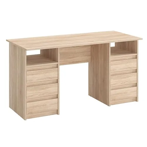 KOMTO Oslo Schreibtisch mit Schubladen – 140 x 60 cm - Moderner Kinderschreibtisch mit 6 Schubladen für optimalen Stauraum. Ideal für Büro, Home Office oder Jugendzimmer – bietet eine große Arbeitsfläche und schnelle Montage.